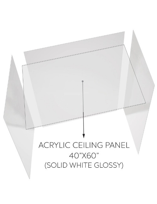 Solid white glossy acrylic ceiling panel sized 40x60 inches